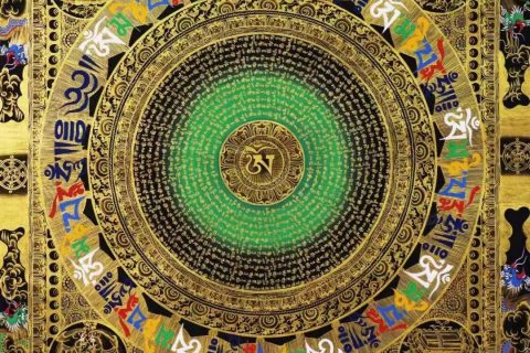 编号138-957493：黑金唐卡-吉祥八宝坛城（92*62CM左右）