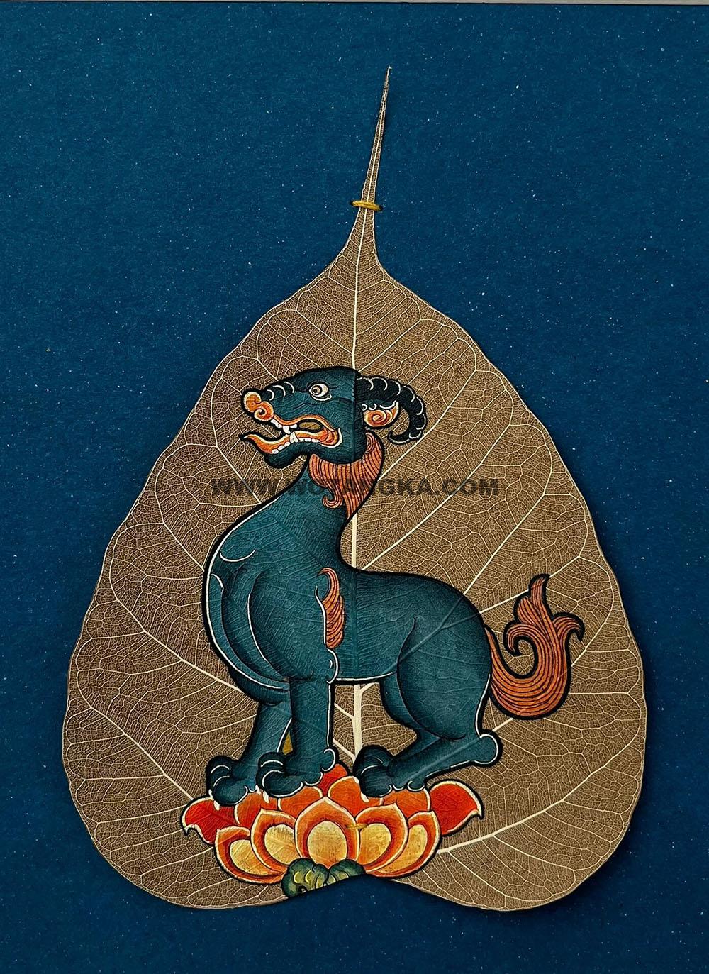 编号168-139657:彩绘唐卡-菩提叶唐卡·牛坐骑(18*16CM左右)