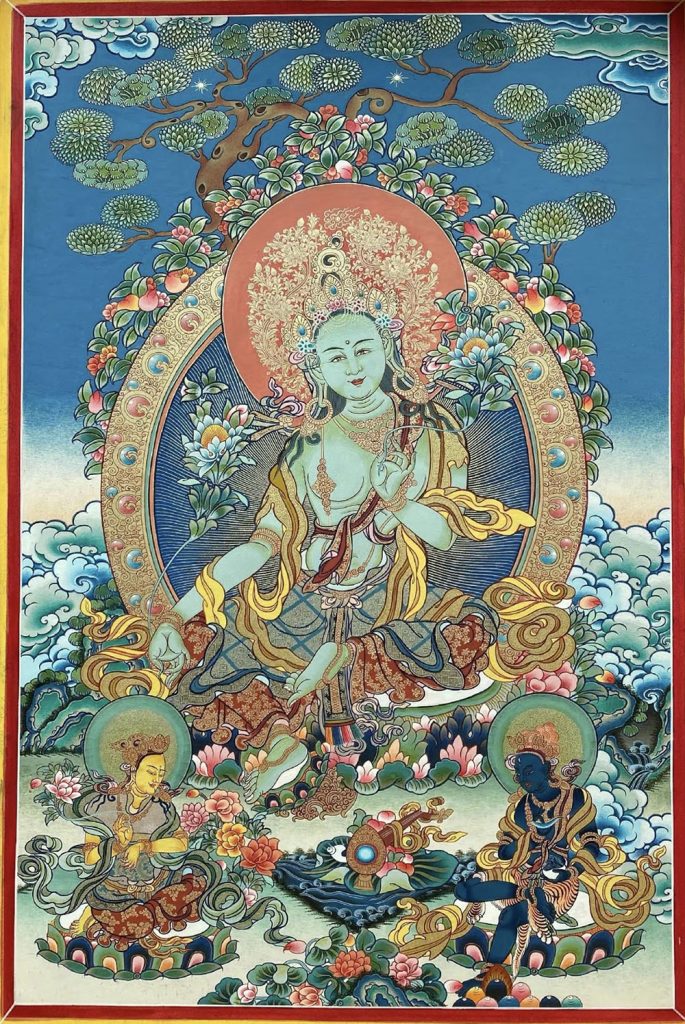 编号188-182159：彩绘唐卡-绿度母（80*60CM左右）