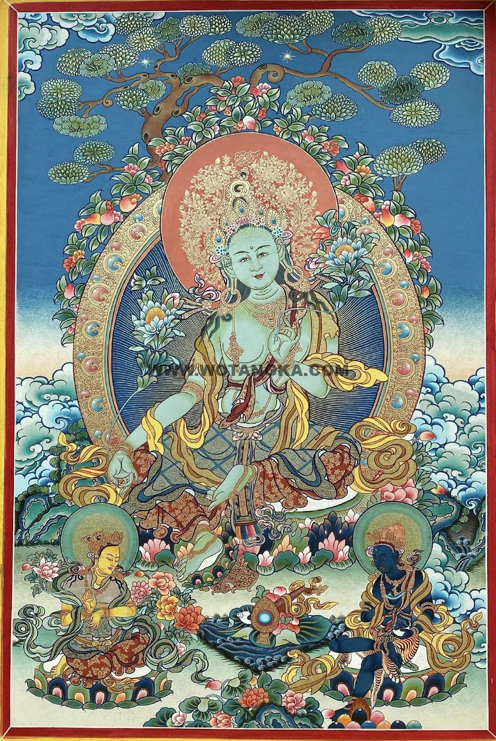 编号188-182159:彩绘唐卡-绿度母(80*60CM左右)