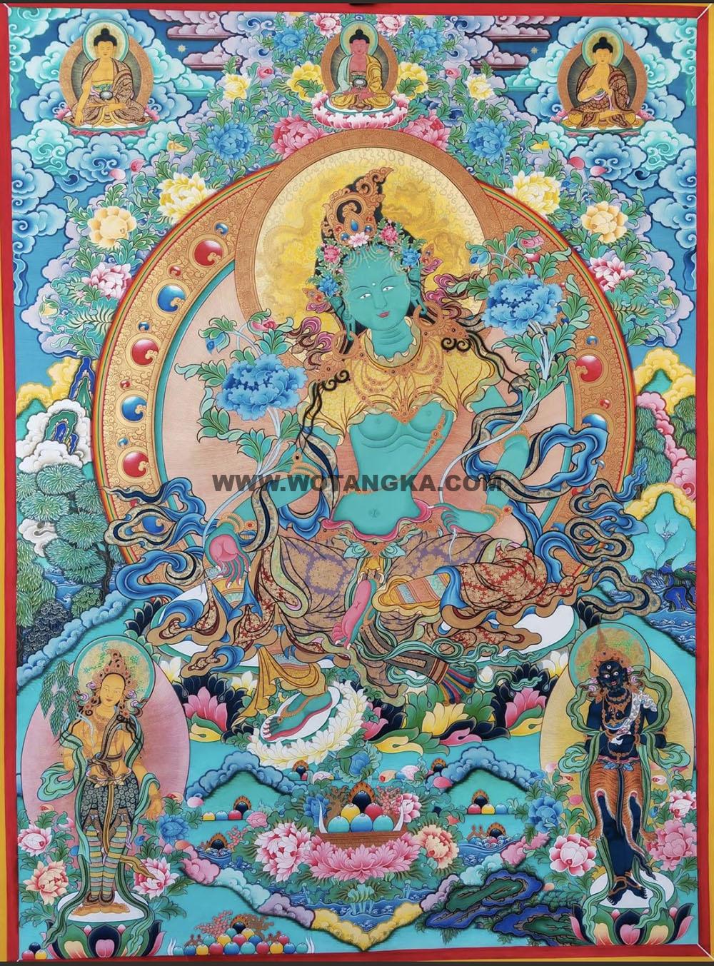 热贡-尕藏·画院：彩绘唐卡-绿度母（80*60CM左右）