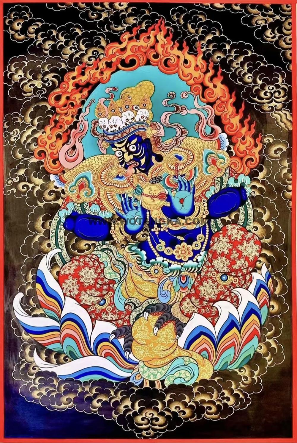 热贡-尕藏·画院：黑金唐卡-扎基拉姆（60*40CM左右）