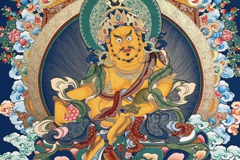 编号188-250388：彩绘唐卡-黄财神（80*60CM左右）