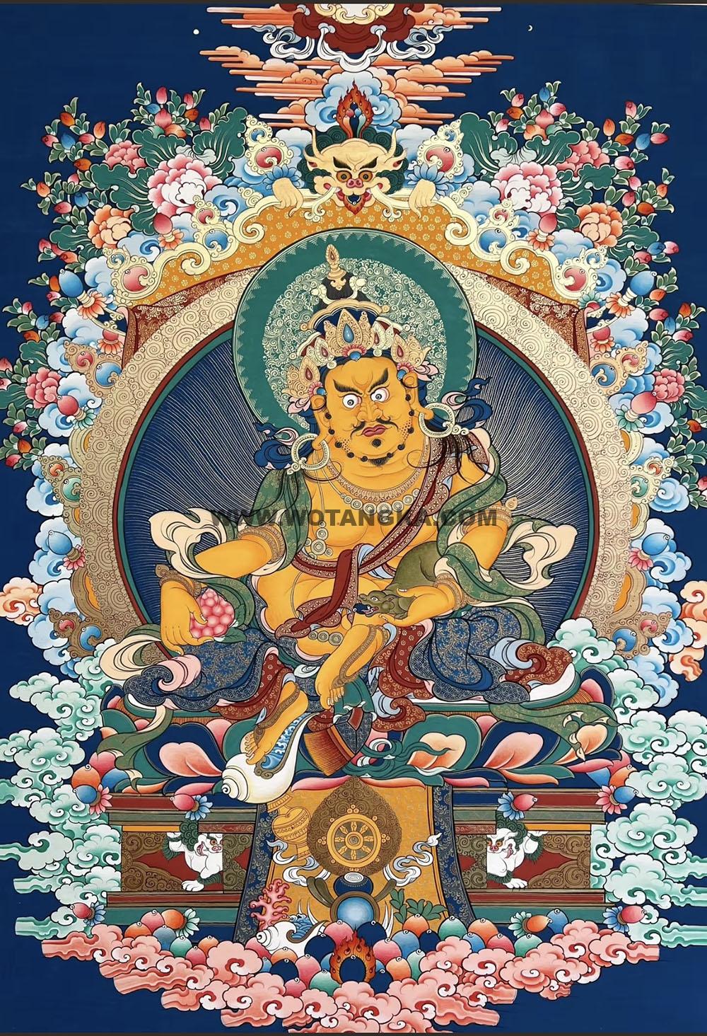 热贡-尕藏·画院：彩绘唐卡-黄财神（80*60CM左右）