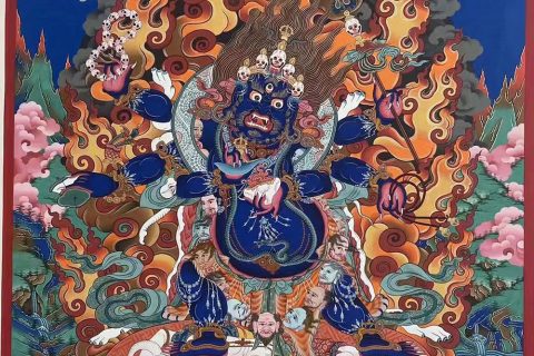 编号188-313013：彩绘唐卡-六臂玛哈嘎拉（80*60CM左右）