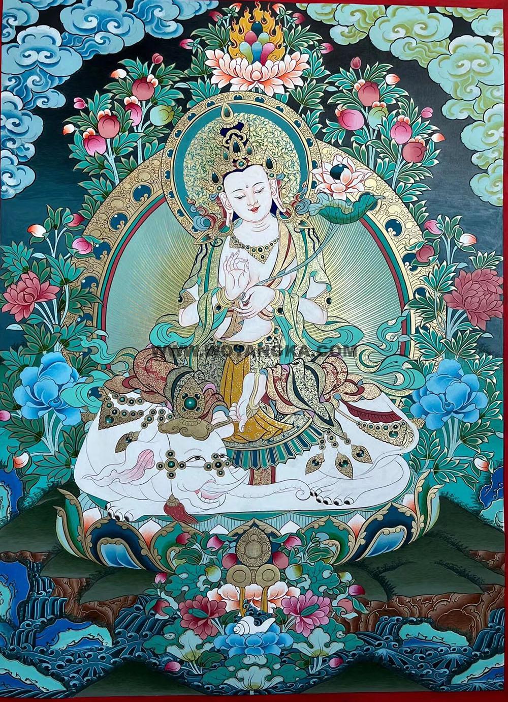 热贡-尕藏·画院：彩绘唐卡-普贤菩萨（60*45CM左右）