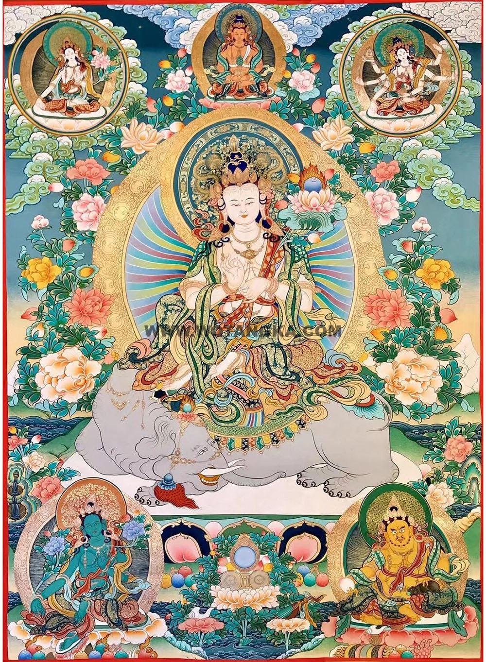 热贡-尕藏·画院：彩绘唐卡-普贤菩萨（100*70CM左右）