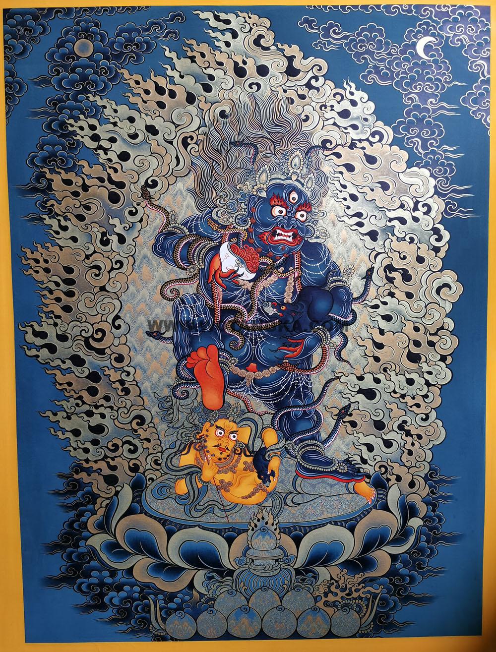 热贡-尕藏·画院：彩绘唐卡-黑财神（60*45CM左右）