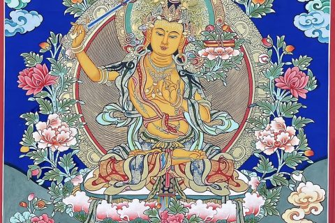 编号188-550022：彩绘唐卡-文殊菩萨（60*45CM左右）