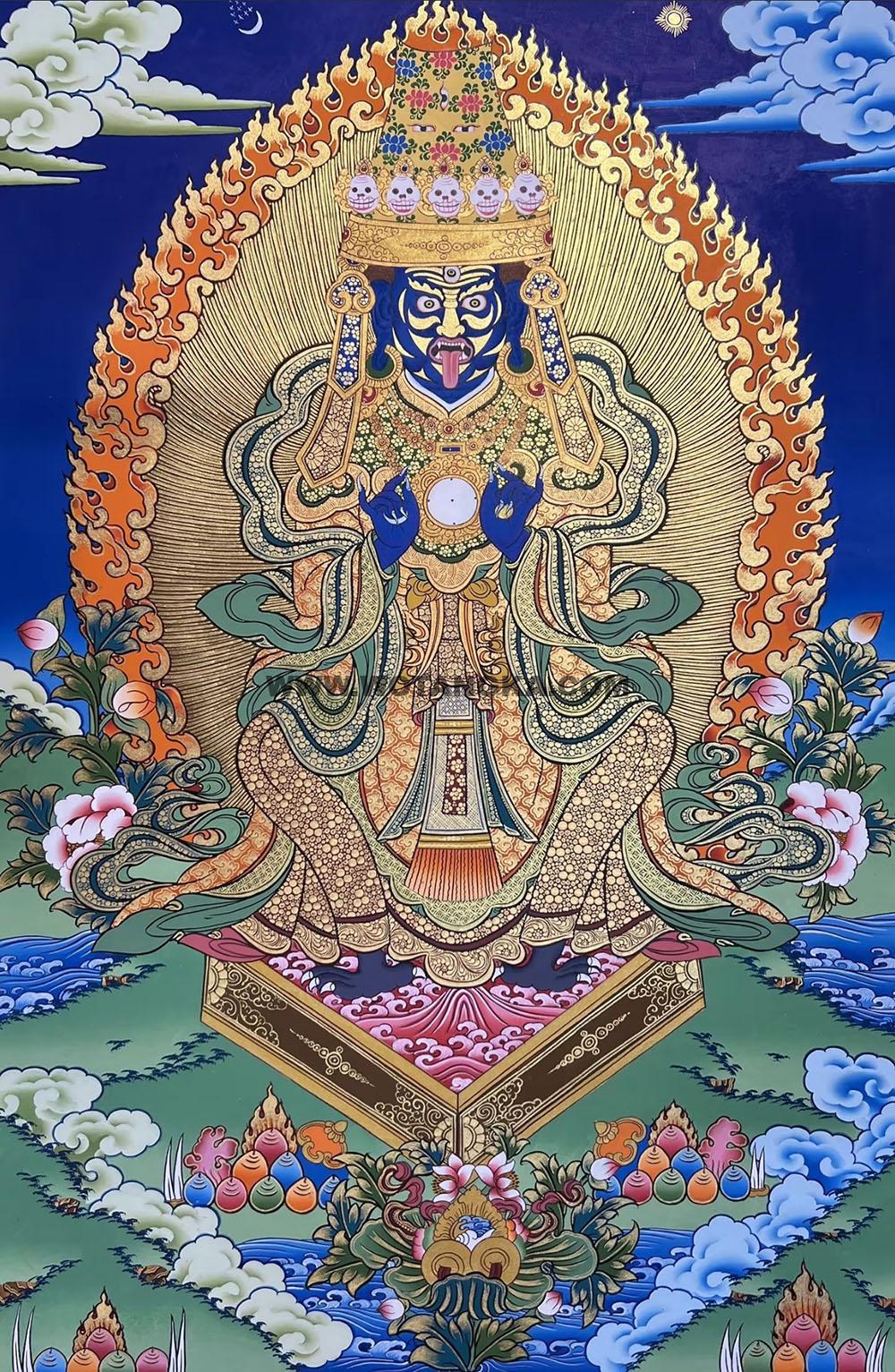 热贡-尕藏·画院：彩绘唐卡-扎基拉姆（70*50CM左右）