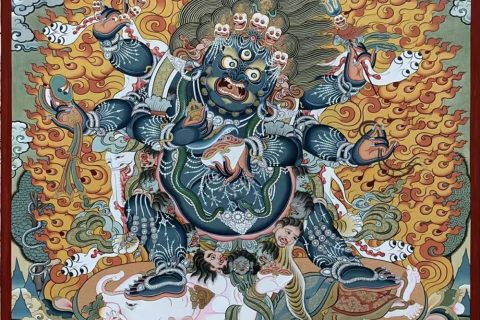 编号188-798532：彩绘唐卡-六臂玛哈嘎拉（100*70CM左右）