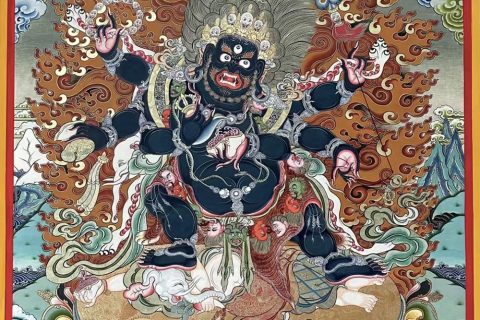 编号188-820356：彩绘唐卡-六臂玛哈嘎拉（100*70CM左右）