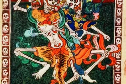 编号118-1331882：彩绘小唐卡-尸陀林主（长方形·5*4CM左右）