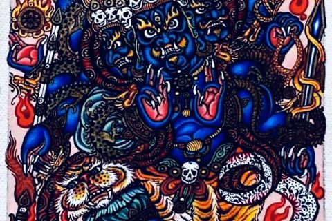 编号118-1964763：彩绘小唐卡-秽迹金刚（长方形·5*4CM左右）