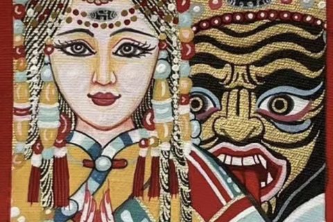 编号118-2394046：彩绘小唐卡-扎基拉姆（长方形·5*4CM左右）