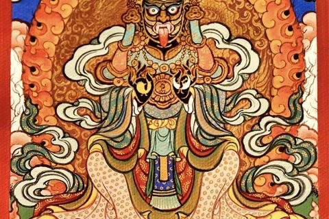 编号118-2591656：彩绘小唐卡-扎基拉姆（长方形·5*4CM左右）