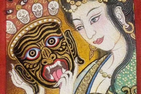 编号118-2829607：彩绘小唐卡-扎基拉姆（长方形·5*4CM左右）