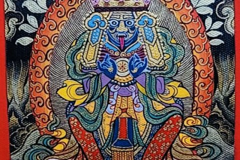 编号118-2914552：彩绘小唐卡-扎基拉姆（长方形·5*4CM左右）