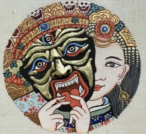 编号118-2941684:彩绘小唐卡-扎基拉姆(圆形·直径3.5CM左右)