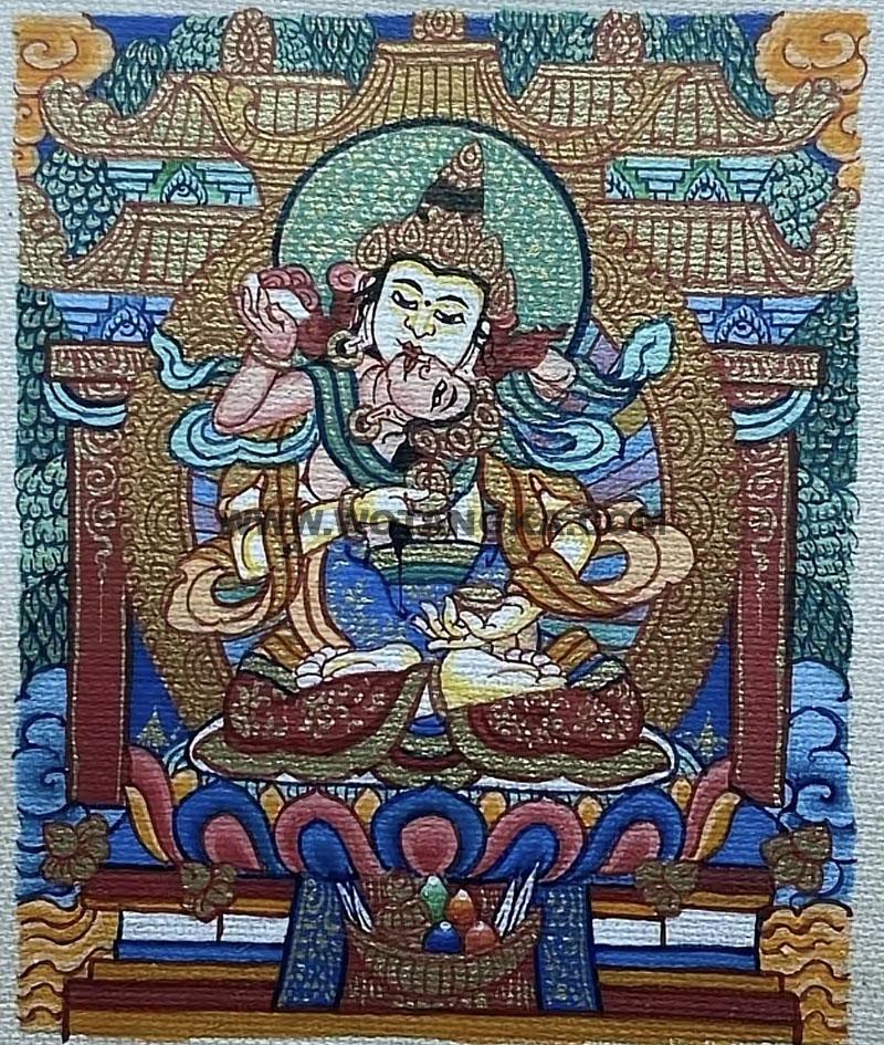 编号118-3535755：彩绘小唐卡-金刚萨埵双身相（长方形·5*4CM左右）