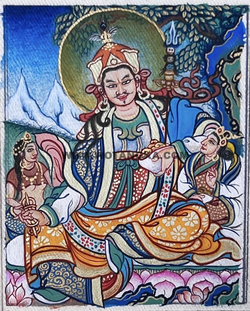 编号118-3988680：彩绘小唐卡-莲花生大士（长方形·5*4CM左右）