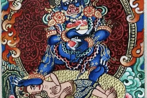 编号118-4761436：彩绘小唐卡-黑财神（长方形·5*4CM左右）
