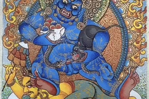 编号118-5106313：彩绘小唐卡-黑财神（长方形·5*4CM左右）