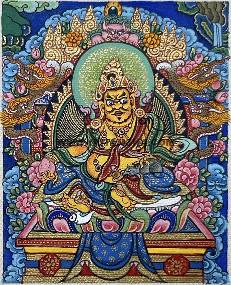 编号118-5221996：彩绘小唐卡-黄财神（长方形·5*4CM左右）