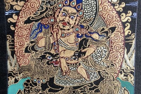 编号118-5350634：黑金小唐卡-财宝天王（长方形·5*4CM左右）