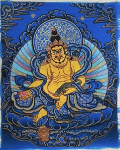 编号118-5399112：蓝金小唐卡-黄财神（长方形·5*4CM左右）