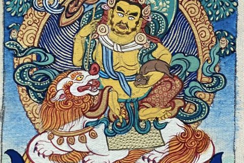 编号118-5470949：彩绘小唐卡-财宝天王（长方形·5*4CM左右）