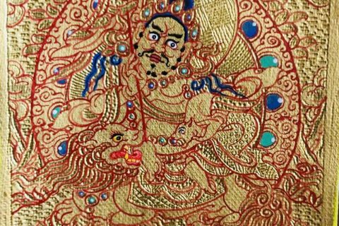 编号118-5558949：黄金小唐卡-财宝天王（长方形·5*4CM左右）