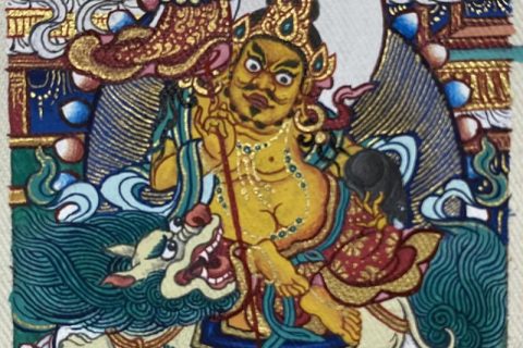 编号118-6409614：彩绘小唐卡-财宝天王（长方形·5*4CM左右）