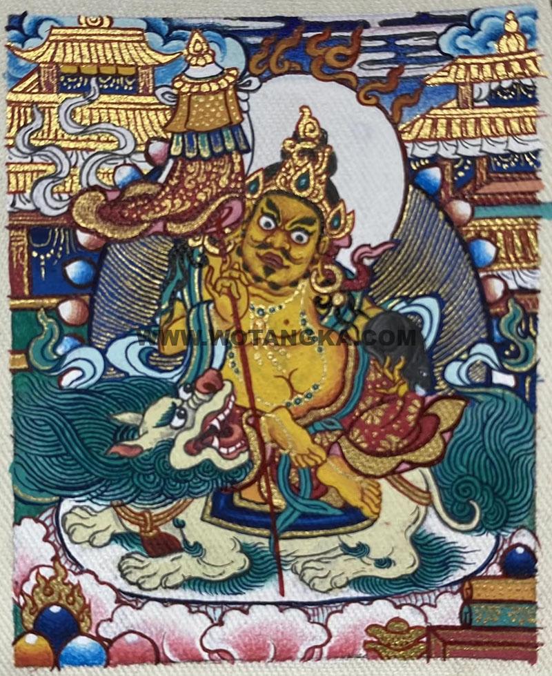 编号118-6409614：彩绘小唐卡-财宝天王（长方形·5*4CM左右）