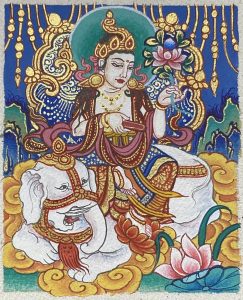 编号118-6528571：彩绘小唐卡-骑象普贤菩萨（长方形·5*4CM左右）