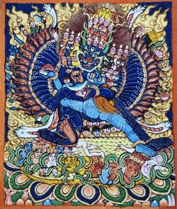 编号118-6992621：彩绘小唐卡-大威德金刚（长方形·5*4CM左右）