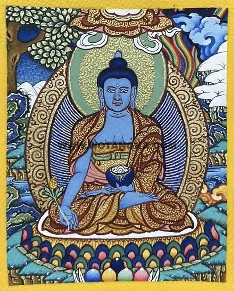 编号118-7177471：彩绘小唐卡-药师佛（长方形·5*4CM左右）