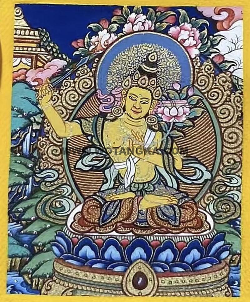 编号118-7201327：彩绘小唐卡-文殊菩萨（长方形·5*4CM左右）