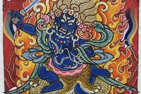 编号118-7692265：彩绘小唐卡-不动明王（长方形·5*4CM左右）