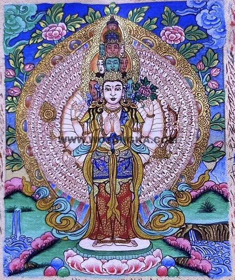 编号118-8133574：彩绘小唐卡-千手观音（长方形·5*4CM左右）
