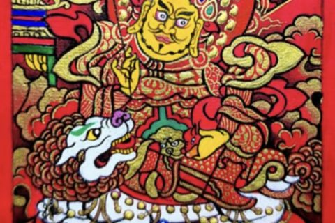 编号118-8518875：红金小唐卡-财宝天王（长方形·5*4CM左右）