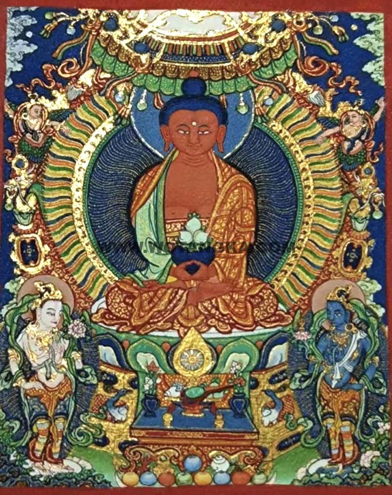 编号118-9280865：彩绘小唐卡-阿弥陀佛（长方形·5*4CM左右）