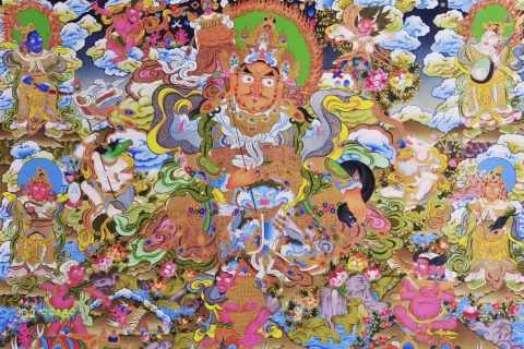 编号138-126499：彩绘唐卡-财宝天王·四大天王（69*100CM左右）