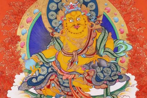 编号138-153679：红金唐卡-黄财神（74*55CM左右）