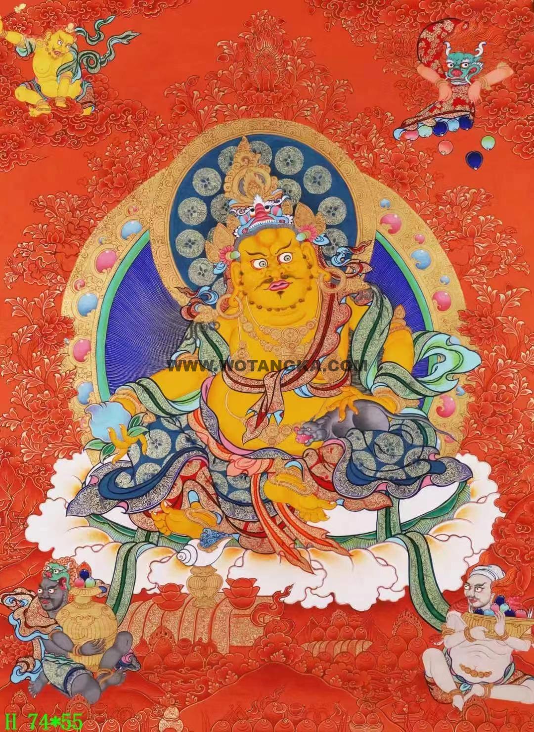 编号138-153679:红金唐卡-黄财神(74*55CM左右)