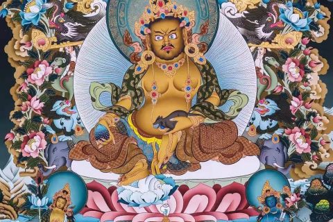 编号138-336775：彩绘唐卡-黄财神（75*50CM左右）