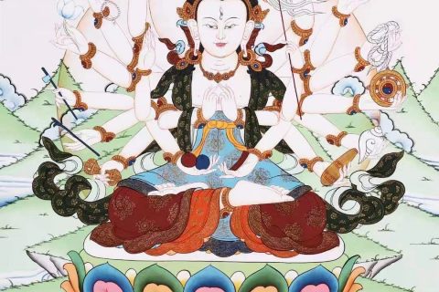 编号138-444462：彩绘唐卡-准提佛母（60*45CM左右）