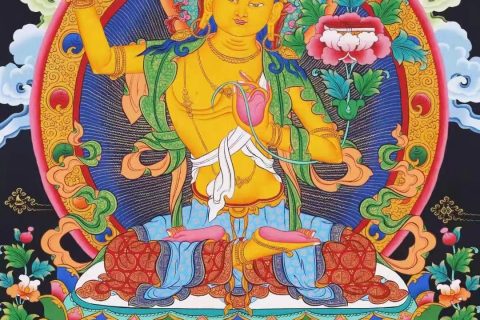 编号138-546828：彩绘唐卡-文殊菩萨（60*45CM左右）