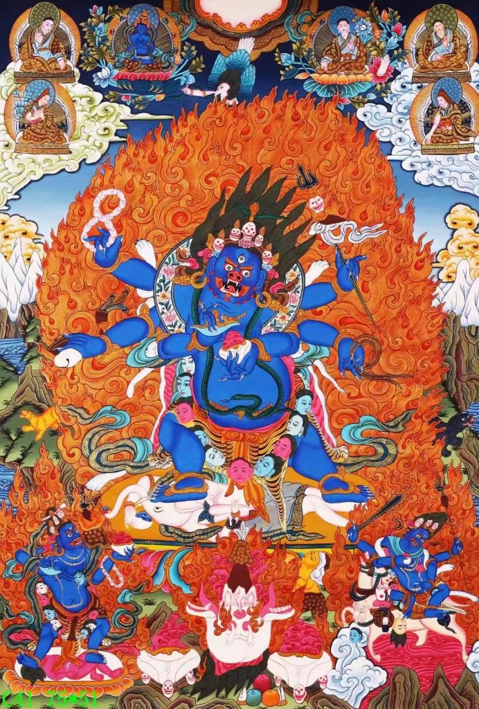 编号138-554480：彩绘唐卡-六臂玛哈嘎拉（75*51CM左右）