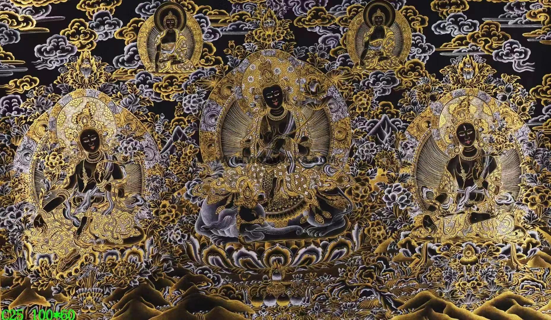 编号138-658947:黑金唐卡-普贤菩萨(60*100CM左右)